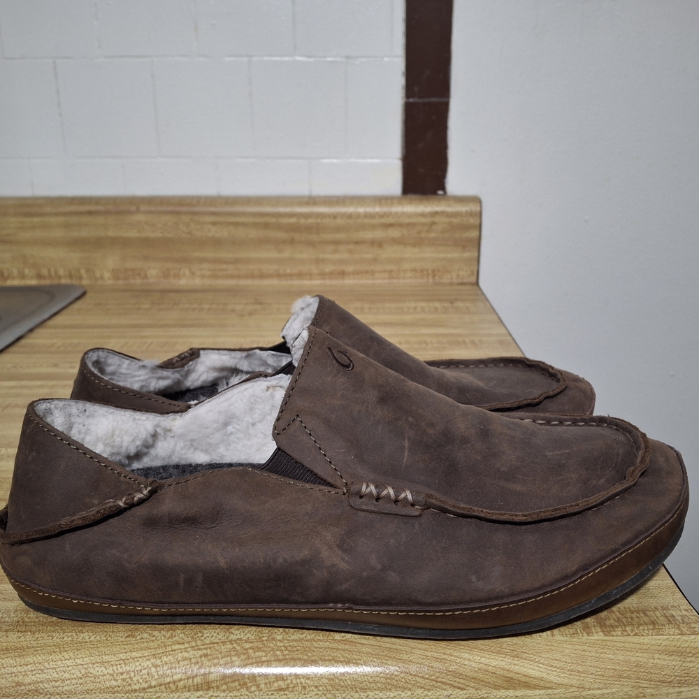 Olukai Moloa Brown Leather Slipper Size 11 - Picture 2 of 9
